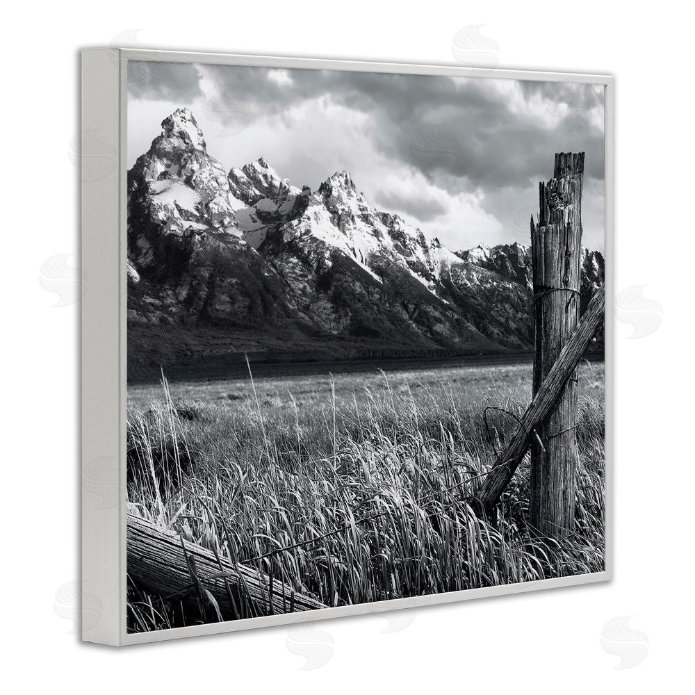 Steve Toole Grassland Fence Photography White Framed Giclee Wall Art Print