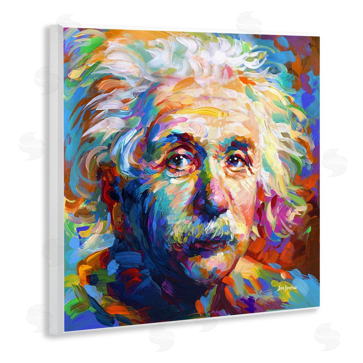 Abstract Albert Einstein Portrait Wood Plaque Wall Art, Home Decor by Leon Devenice