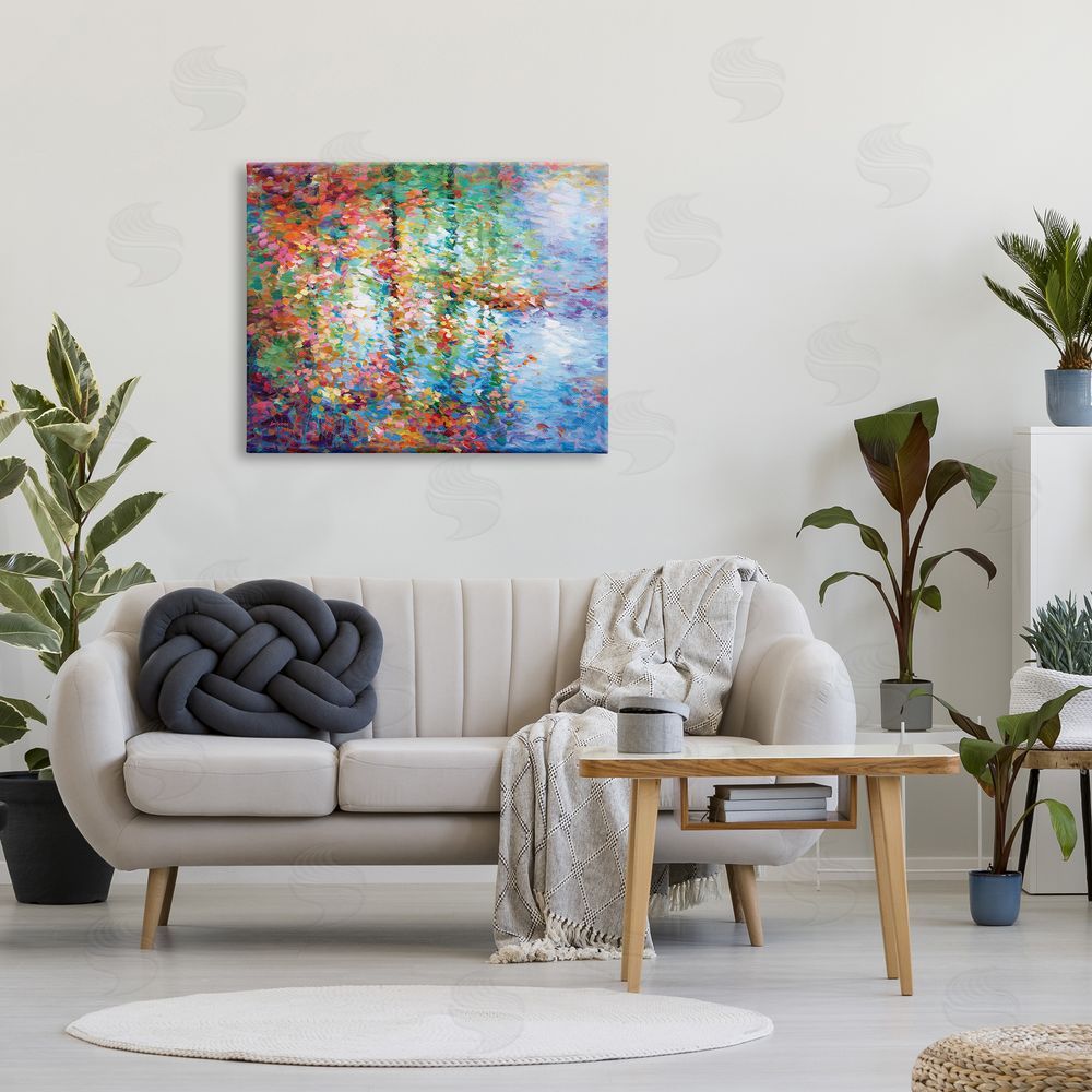 Leon Devenice Abstract Leaves Colorful Reflections Canvas Wall Art Print in Room