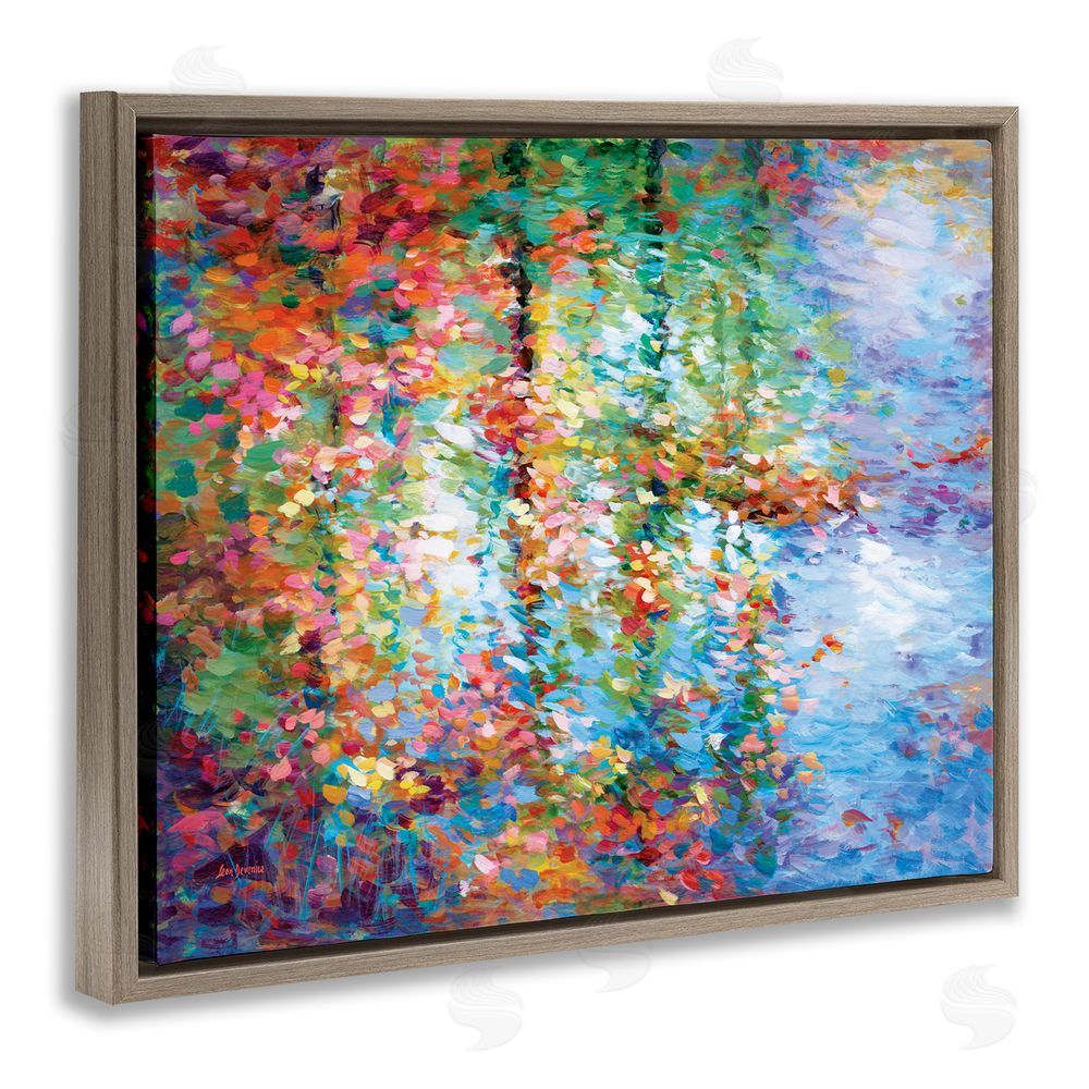 Leon Devenice Abstract Leaves Colorful Reflections Brown Floating Frame Canvas Wall Art Print