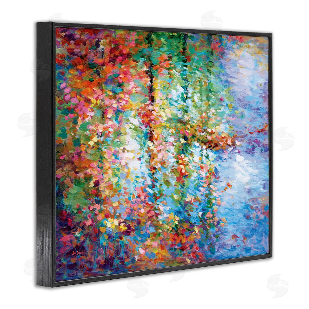 Leon Devenice Abstract Leaves Colorful Reflections Black Framed Giclee Wall Art Print