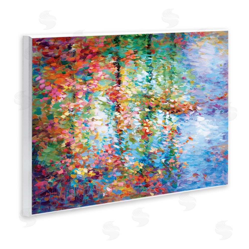 Leon Devenice Abstract Leaves Colorful Reflections Wooden Wall Plaque Art Print
