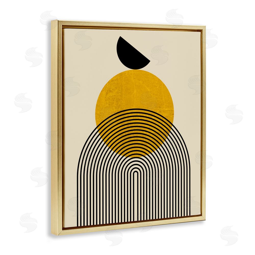 Daniela Santiago Balancing Neutral Arch Shapes Gold Floating Frame Canvas Wall Art Print