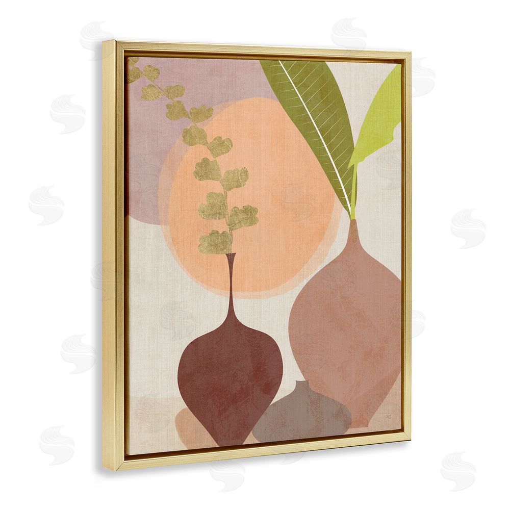 Susan Jill Boho House Plants Gold Floating Frame Canvas Wall Art Print