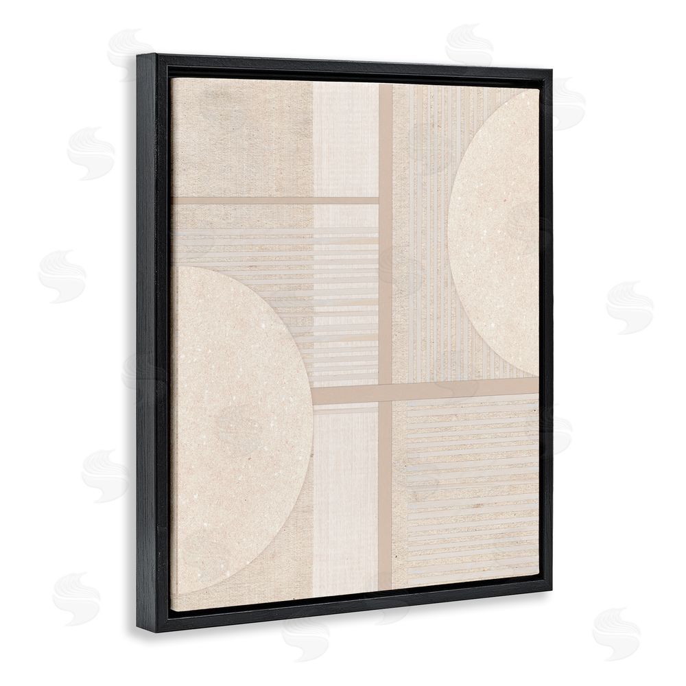 Susan Jill Beige Circular Geometric Black Floating Frame Canvas Wall Art Print