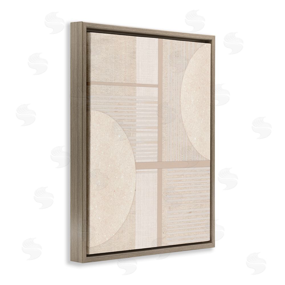 Susan Jill Beige Circular Geometric Brown Floating Frame Canvas Wall Art Print