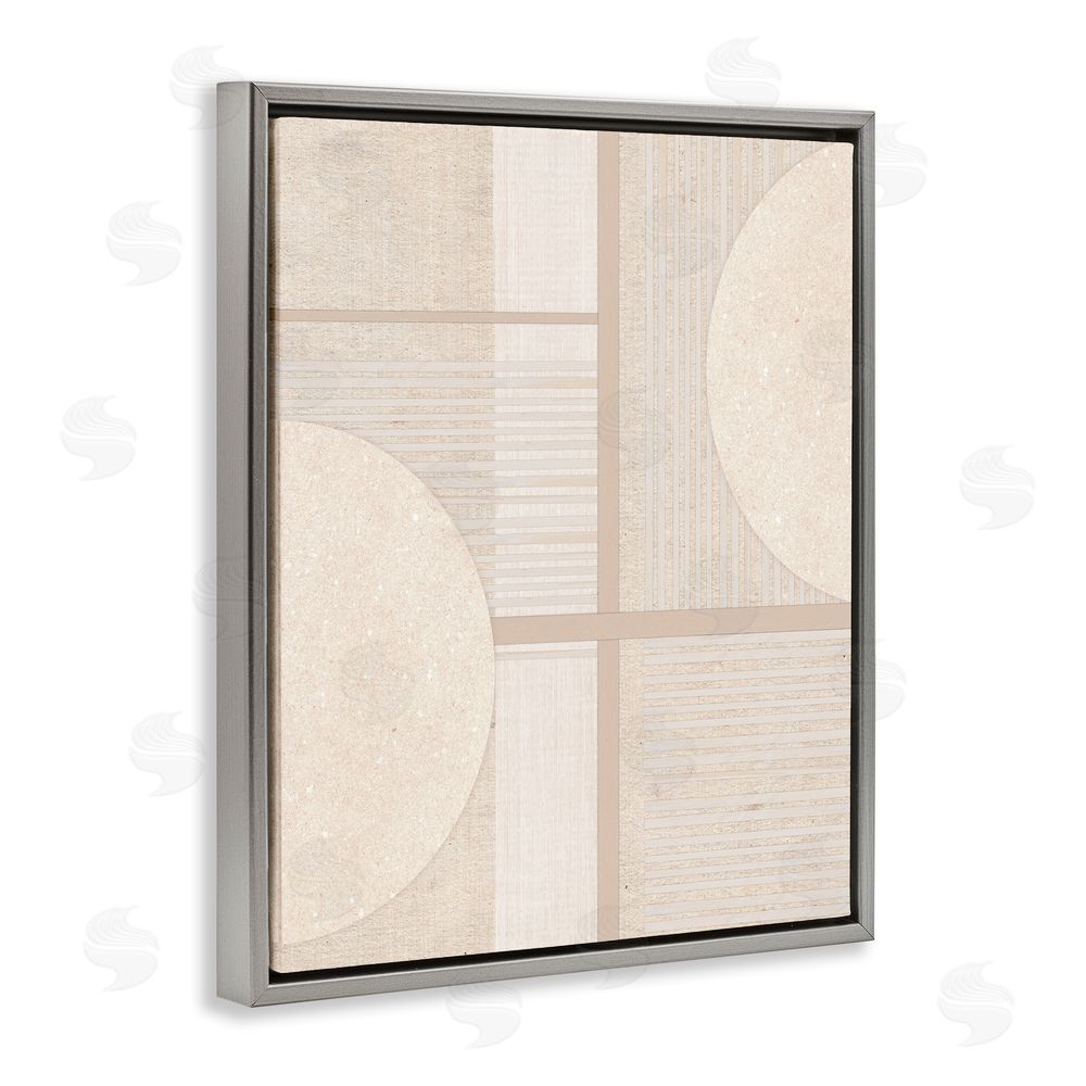 Susan Jill Beige Circular Geometric Grey Floating Frame Canvas Wall Art Print