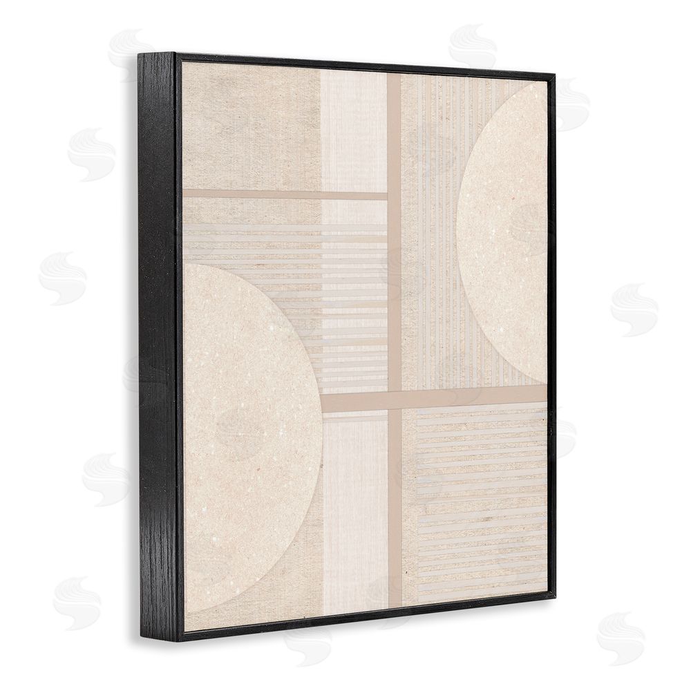 Susan Jill Beige Circular Geometric Black Framed Giclee Wall Art Print