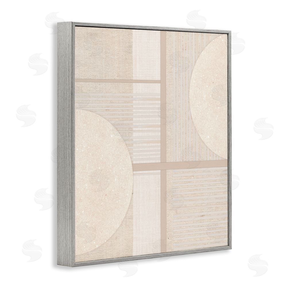 Susan Jill Beige Circular Geometric Gray Framed Giclee Wall Art Print