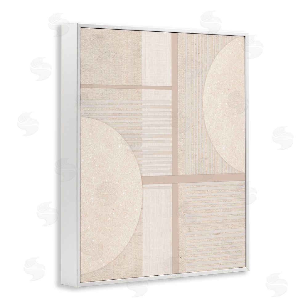 Susan Jill Beige Circular Geometric White Framed Giclee Wall Art Print