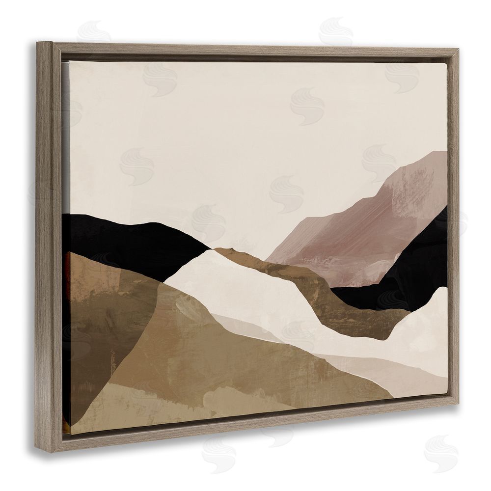 Victoria Barnes Abstract Desert Dunes Collage Brown Floating Frame Canvas Wall Art Print