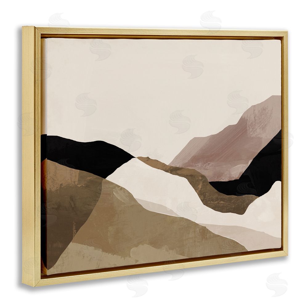 Victoria Barnes Abstract Desert Dunes Collage Gold Floating Frame Canvas Wall Art Print