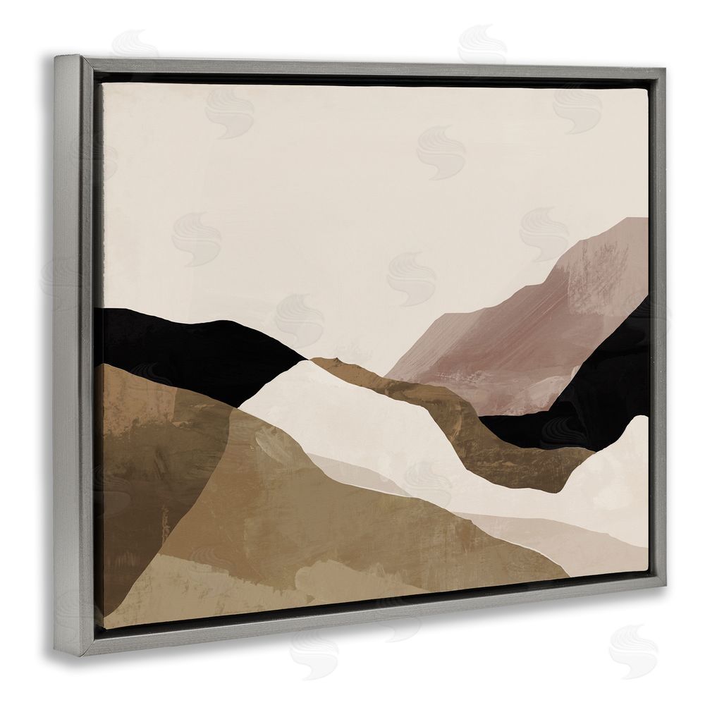 Victoria Barnes Abstract Desert Dunes Collage Grey Floating Frame Canvas Wall Art Print