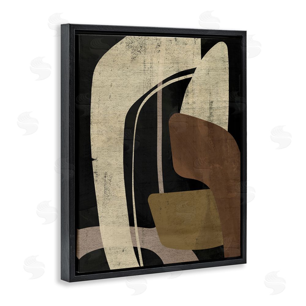 Victoria Barnes Boomerang Shape Abstraction Black Floating Frame Canvas Wall Art Print