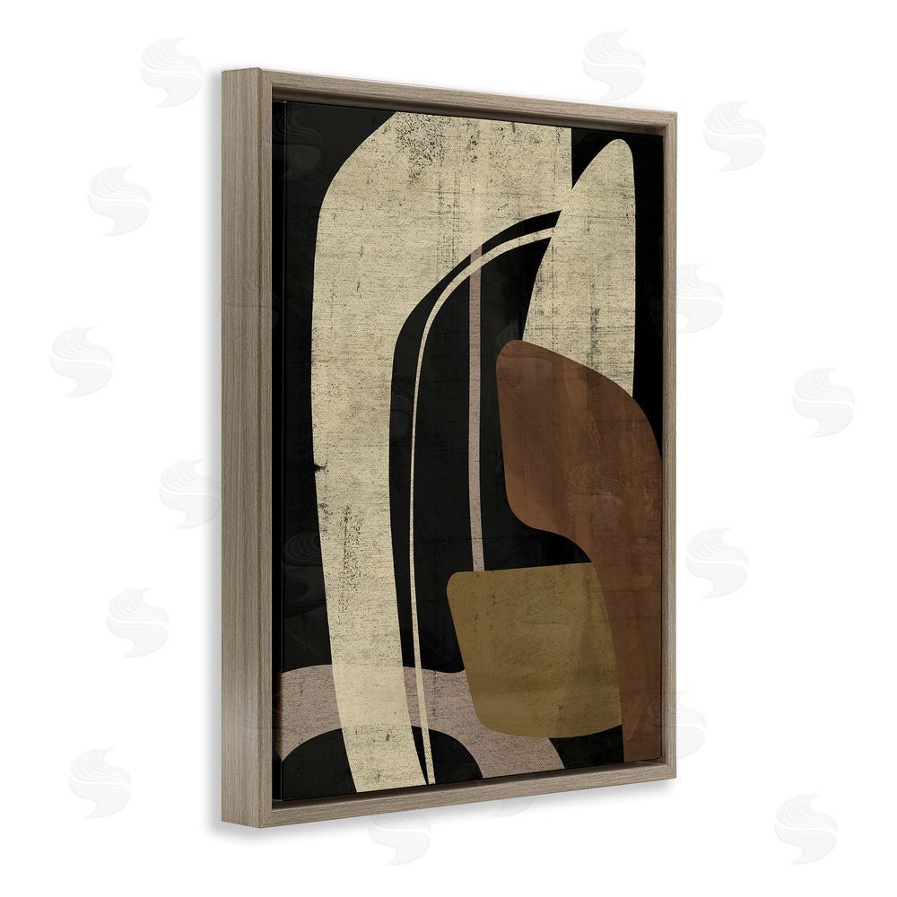 Victoria Barnes Boomerang Shape Abstraction Brown Floating Frame Canvas Wall Art Print