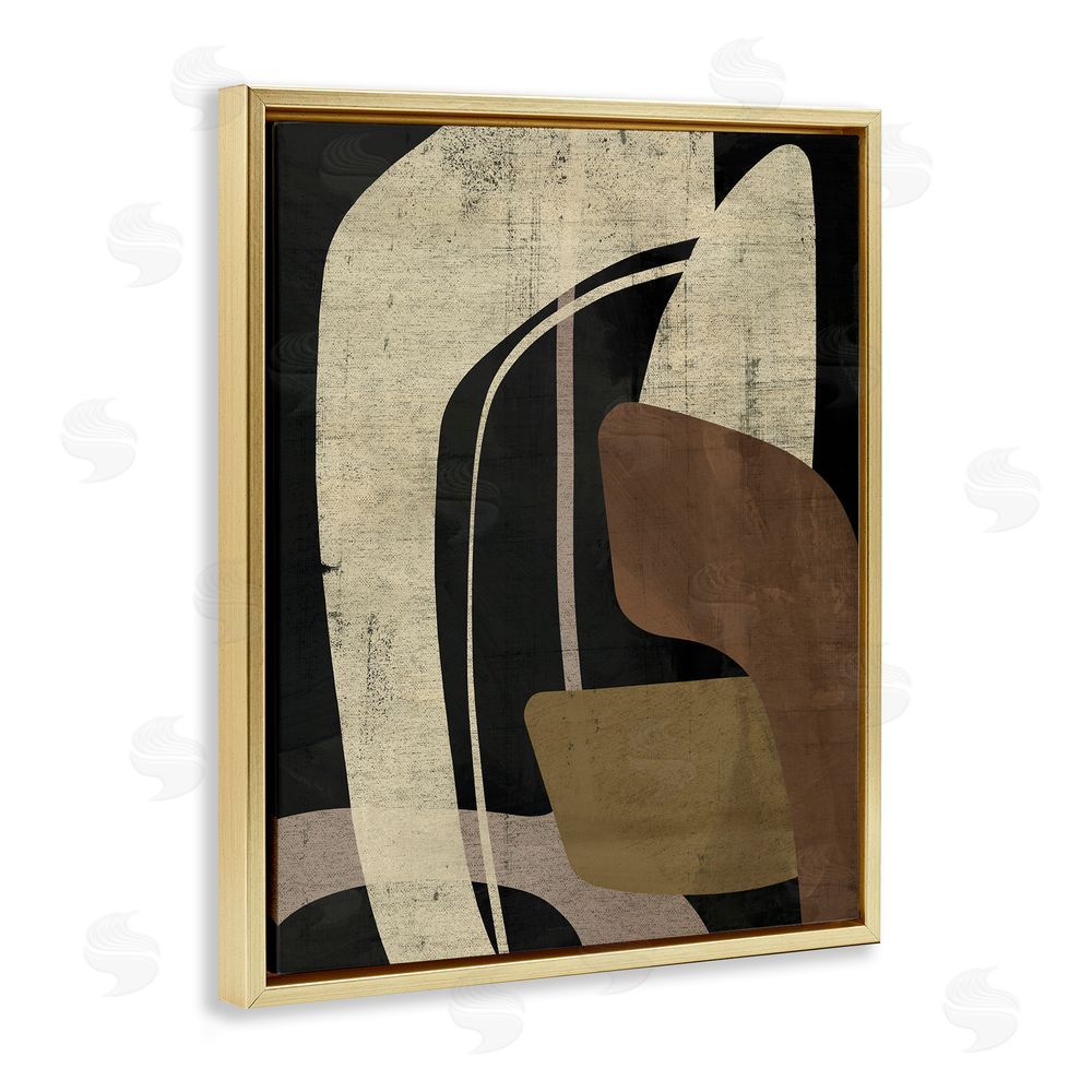 Victoria Barnes Boomerang Shape Abstraction Gold Floating Frame Canvas Wall Art Print
