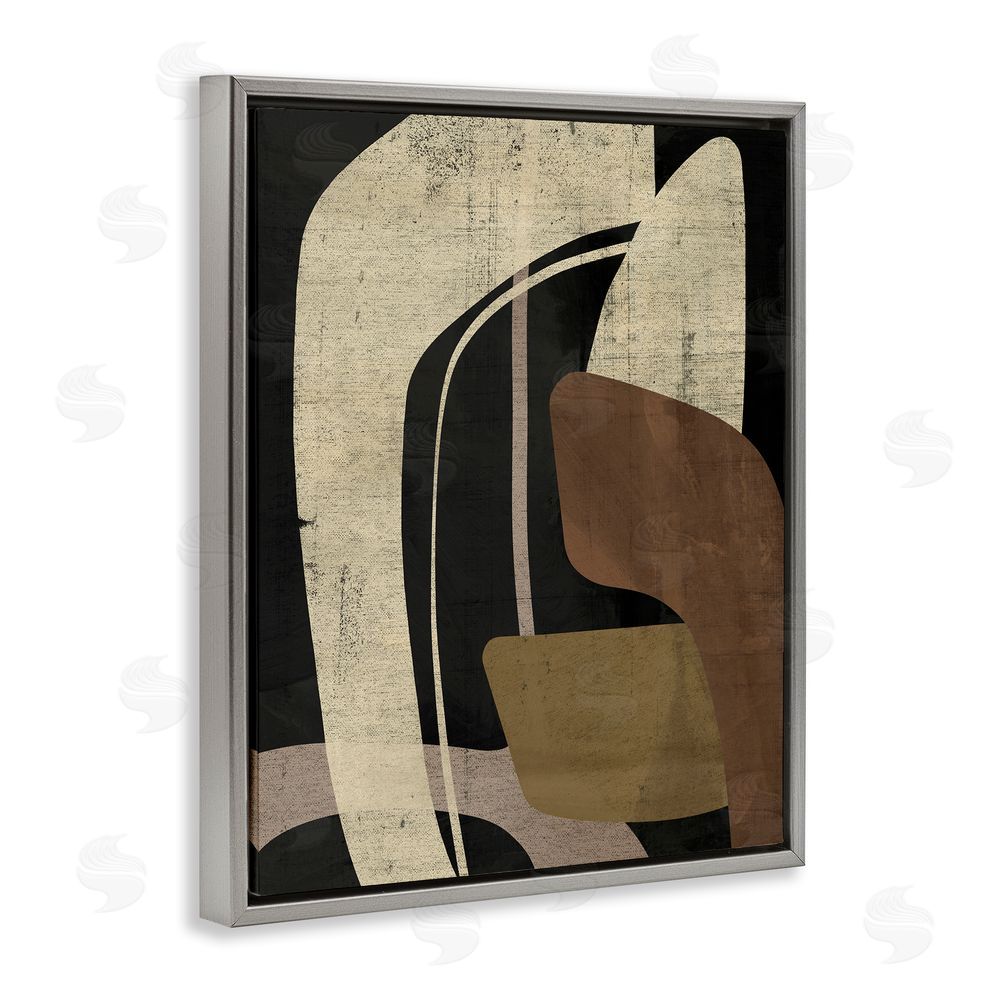 Victoria Barnes Boomerang Shape Abstraction Grey Floating Frame Canvas Wall Art Print