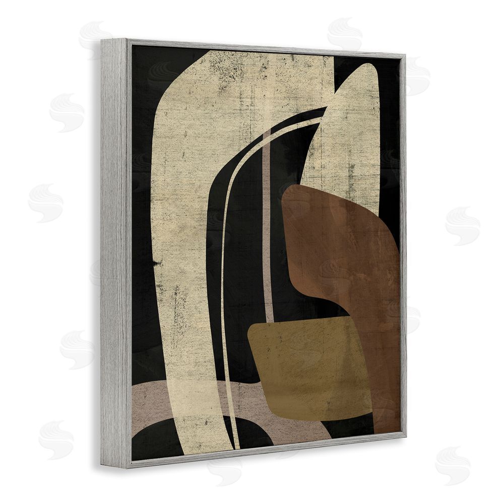 Victoria Barnes Boomerang Shape Abstraction Gray Framed Giclee Wall Art Print