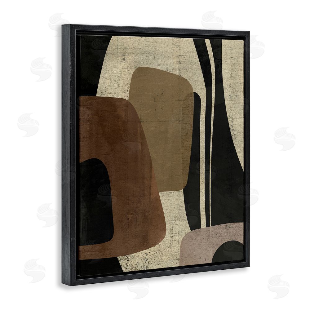 Victoria Barnes Brown Retro Abstraction Black Floating Frame Canvas Wall Art Print