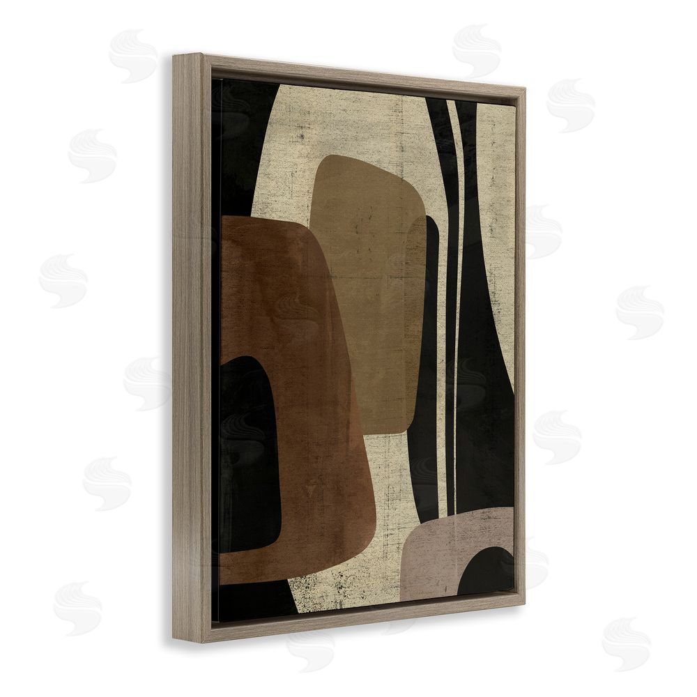 Victoria Barnes Brown Retro Abstraction Brown Floating Frame Canvas Wall Art Print