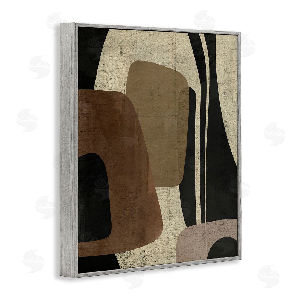 Victoria Barnes Brown Retro Abstraction Gray Framed Giclee Wall Art Print