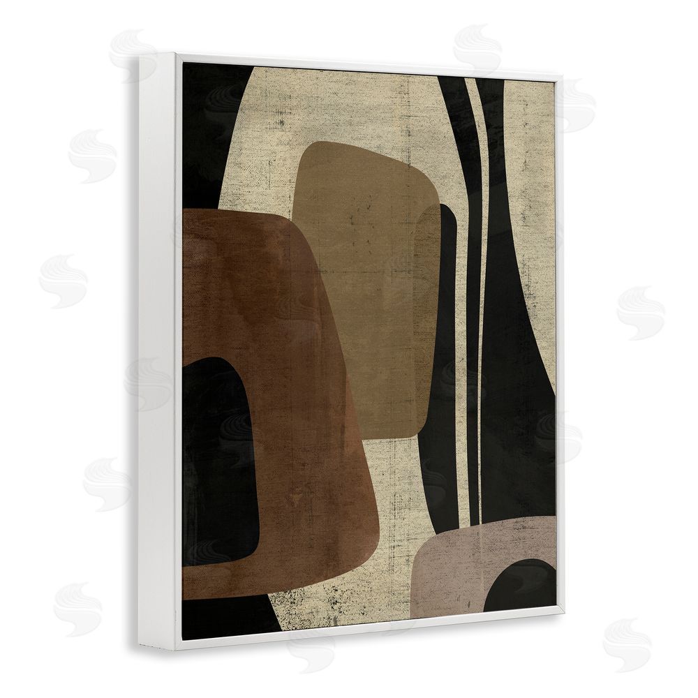 Victoria Barnes Brown Retro Abstraction White Framed Giclee Wall Art Print