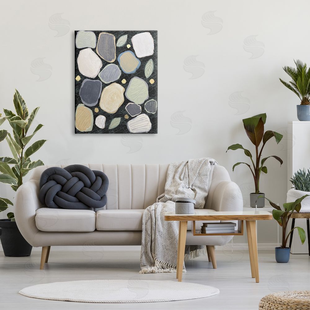 Jade Reynolds Abstract Pebbles & Leaves Canvas Wall Art Print in Room