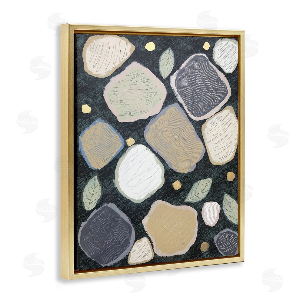 Jade Reynolds Patterned Nature Shapes Gold Floating Frame Canvas Wall Art Print