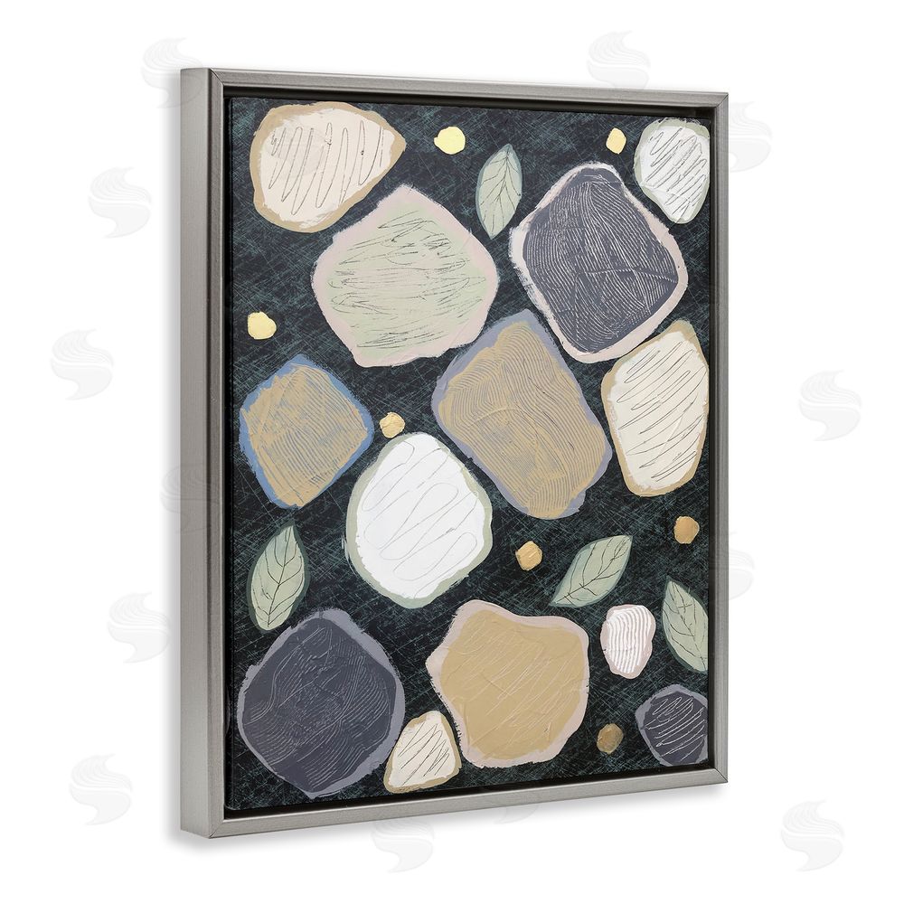 Jade Reynolds Patterned Nature Shapes Grey Floating Frame Canvas Wall Art Print