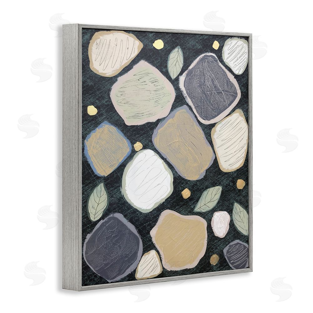 Jade Reynolds Patterned Nature Shapes Gray Framed Giclee Wall Art Print