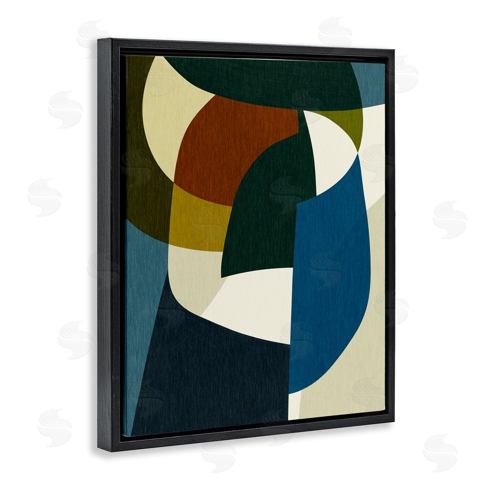 Victoria Barnes Asymmetrical Geometric Shapes Black Floating Frame Canvas Wall Art Print