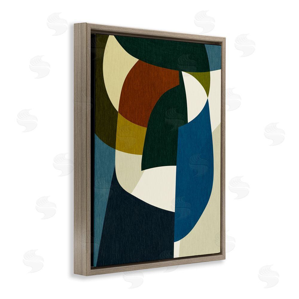 Victoria Barnes Asymmetrical Geometric Shapes Brown Floating Frame Canvas Wall Art Print