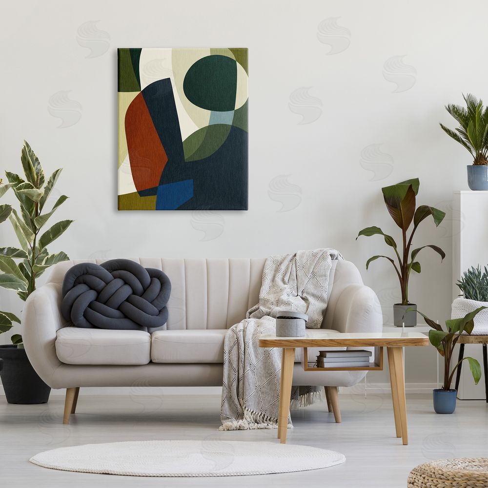 Victoria Barnes Dark Geometric Pattern Canvas Wall Art Print in Room