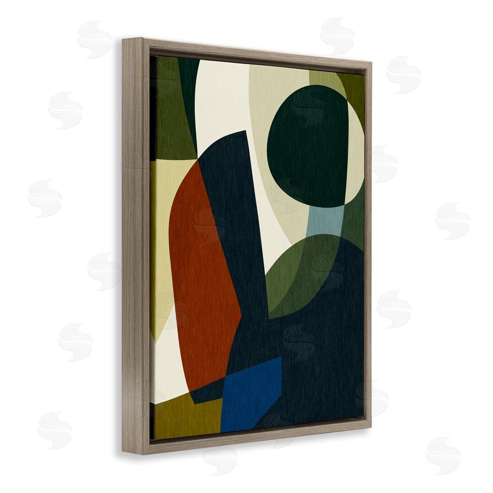 Victoria Barnes Dark Geometric Pattern Brown Floating Frame Canvas Wall Art Print