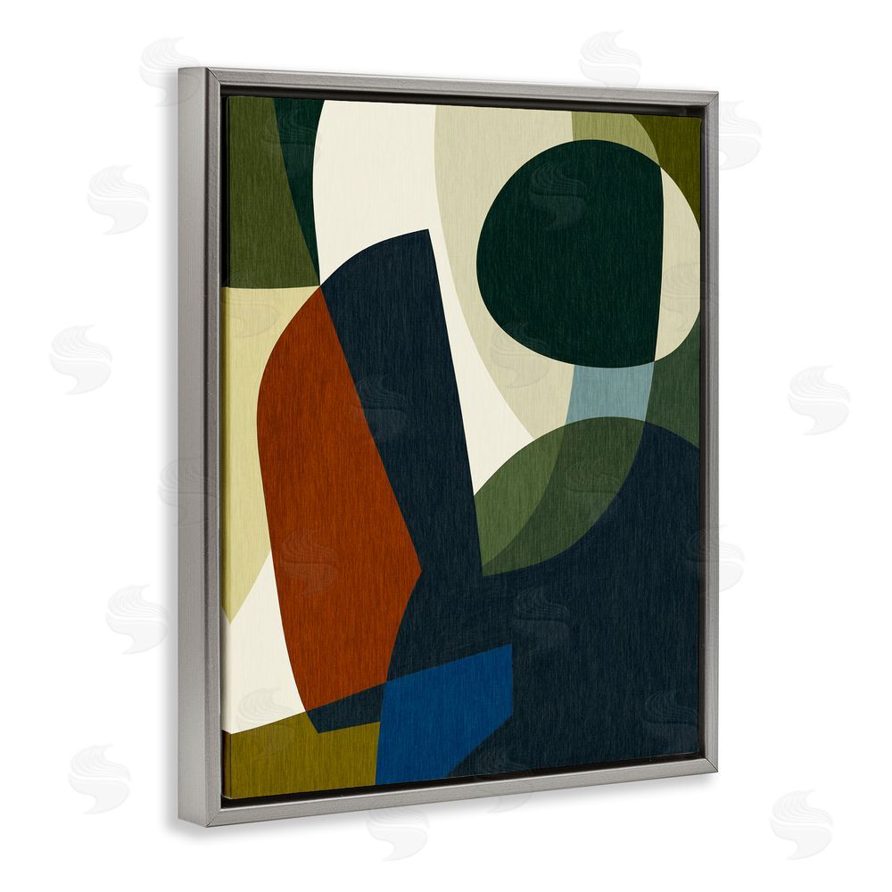Victoria Barnes Dark Geometric Pattern Grey Floating Frame Canvas Wall Art Print