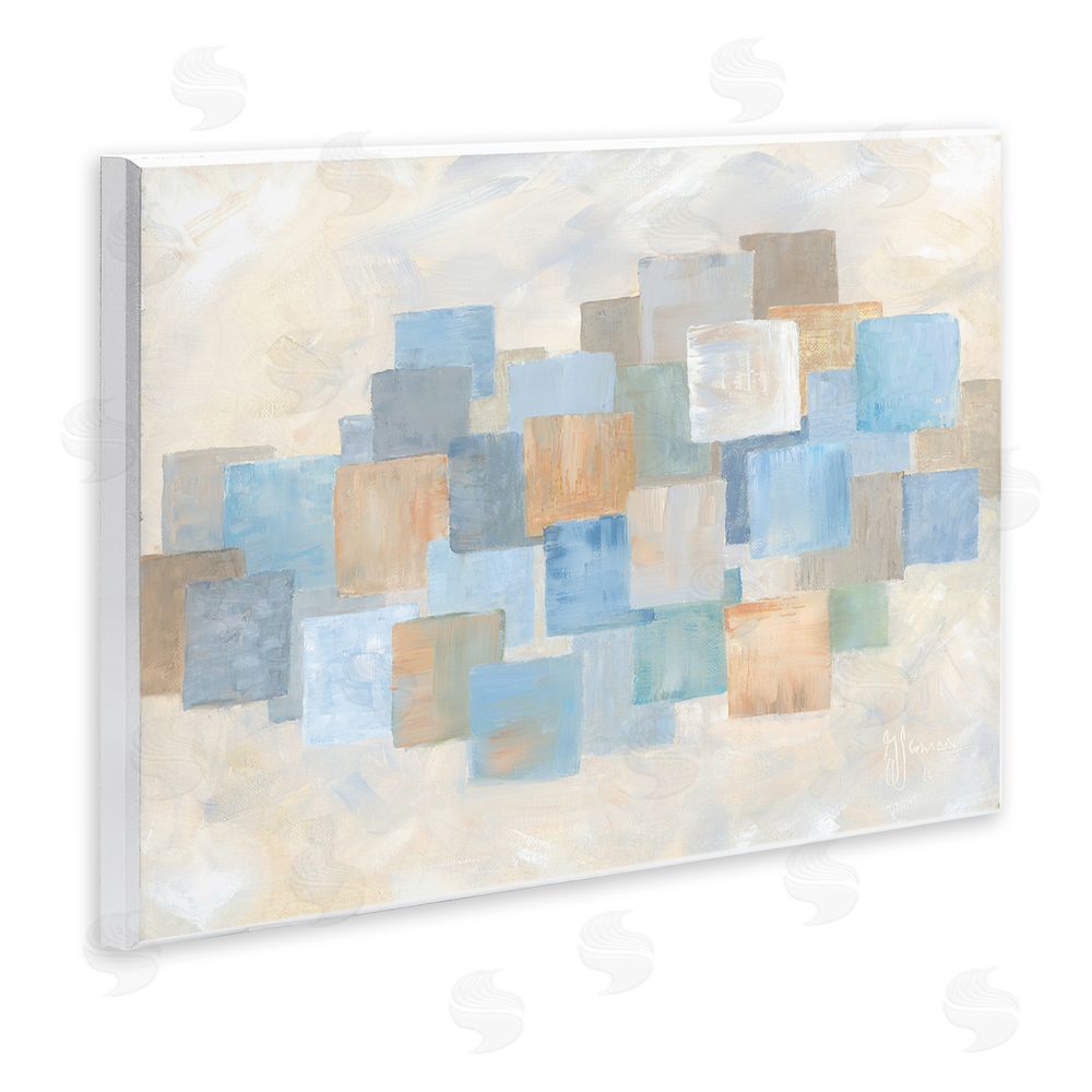Georgia Janisse Layered Blue Beige Squares Wall Plaque Art Print