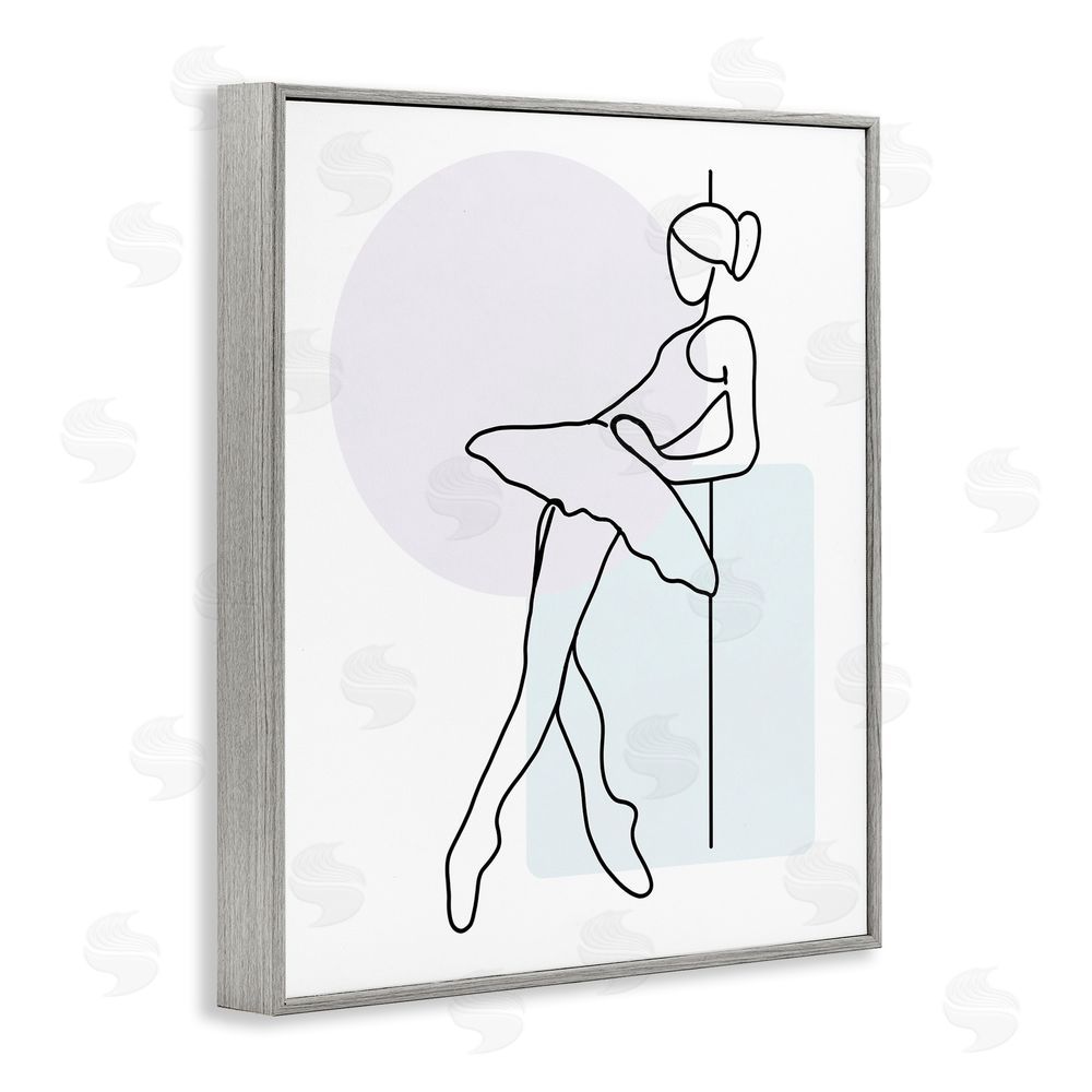 Henk Van Gog Ballerina Doodle on White Gray Framed Giclee Wall Art Print
