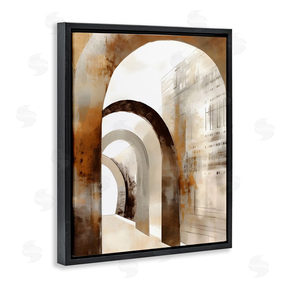 Petal Prints Design Rustic Arch Architecture Black Floating Frame Canvas Wall Art Print