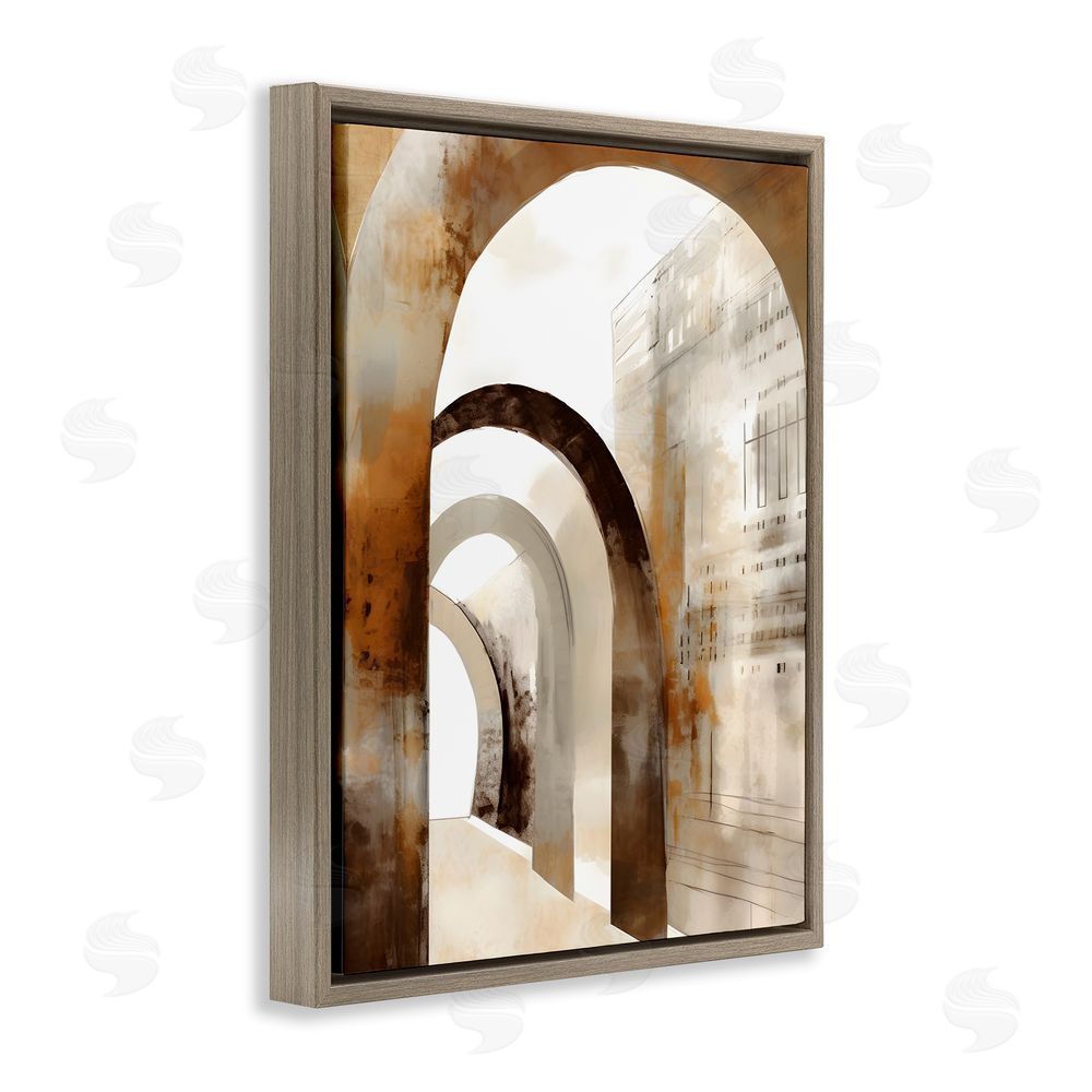 Petal Prints Design Rustic Arch Architecture Brown Floating Frame Canvas Wall Art Print