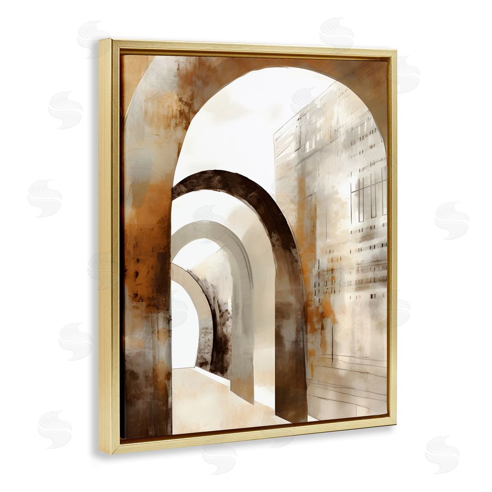 Petal Prints Design Rustic Arch Architecture Gold Floating Frame Canvas Wall Art Print