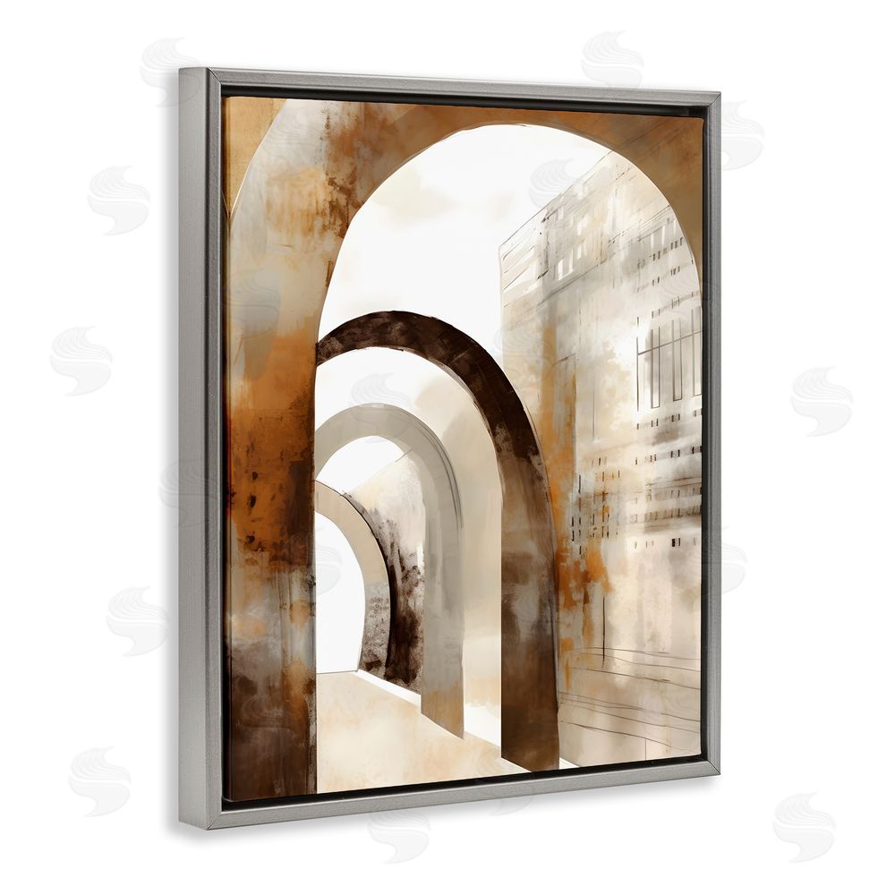 Petal Prints Design Rustic Arch Architecture Grey Floating Frame Canvas Wall Art Print
