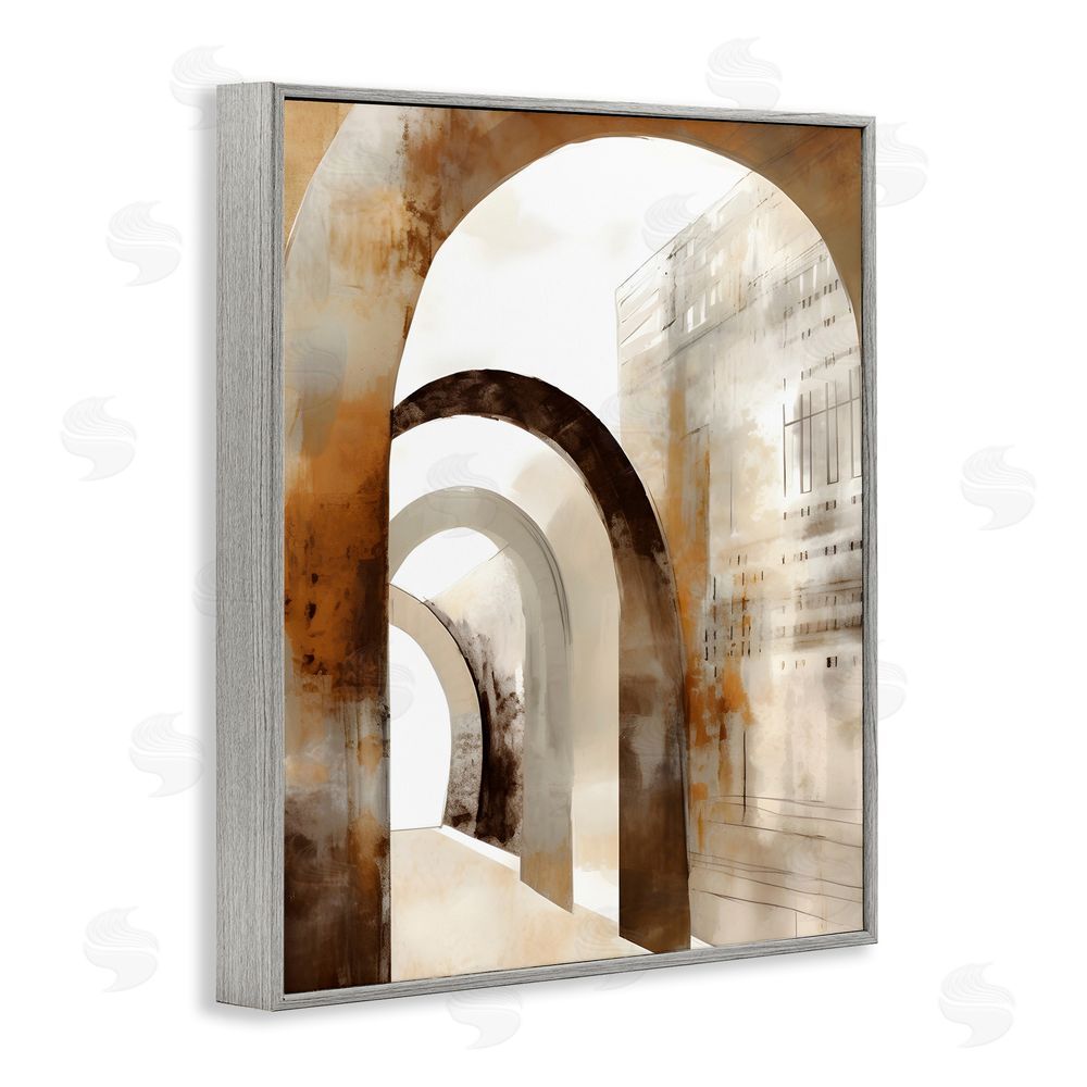 Petal Prints Design Rustic Arch Architecture Gray Framed Giclee Wall Art Print