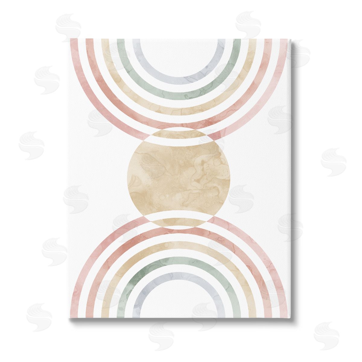 Stupell Studio Circle with Abstract Rainbows Stretched Canvas Wall Art Print