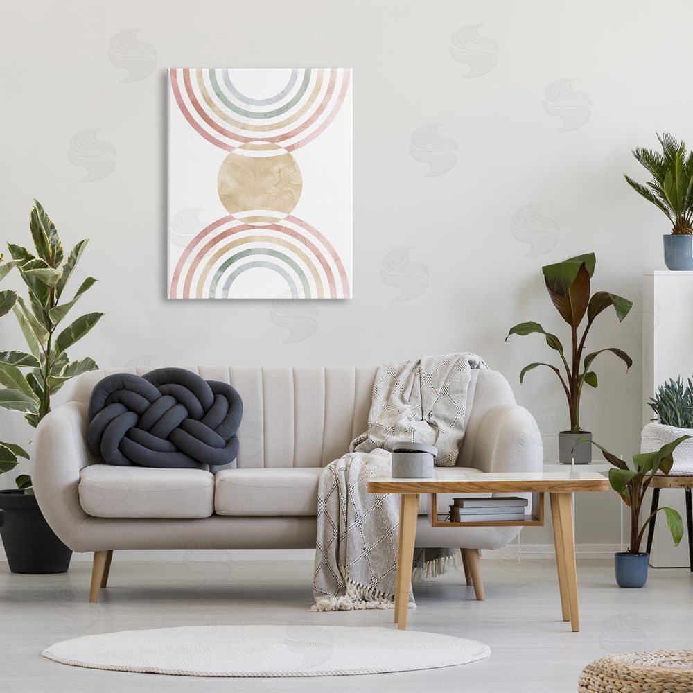 Stupell Studio Circle with Abstract Rainbows Canvas Wall Art Print in Room