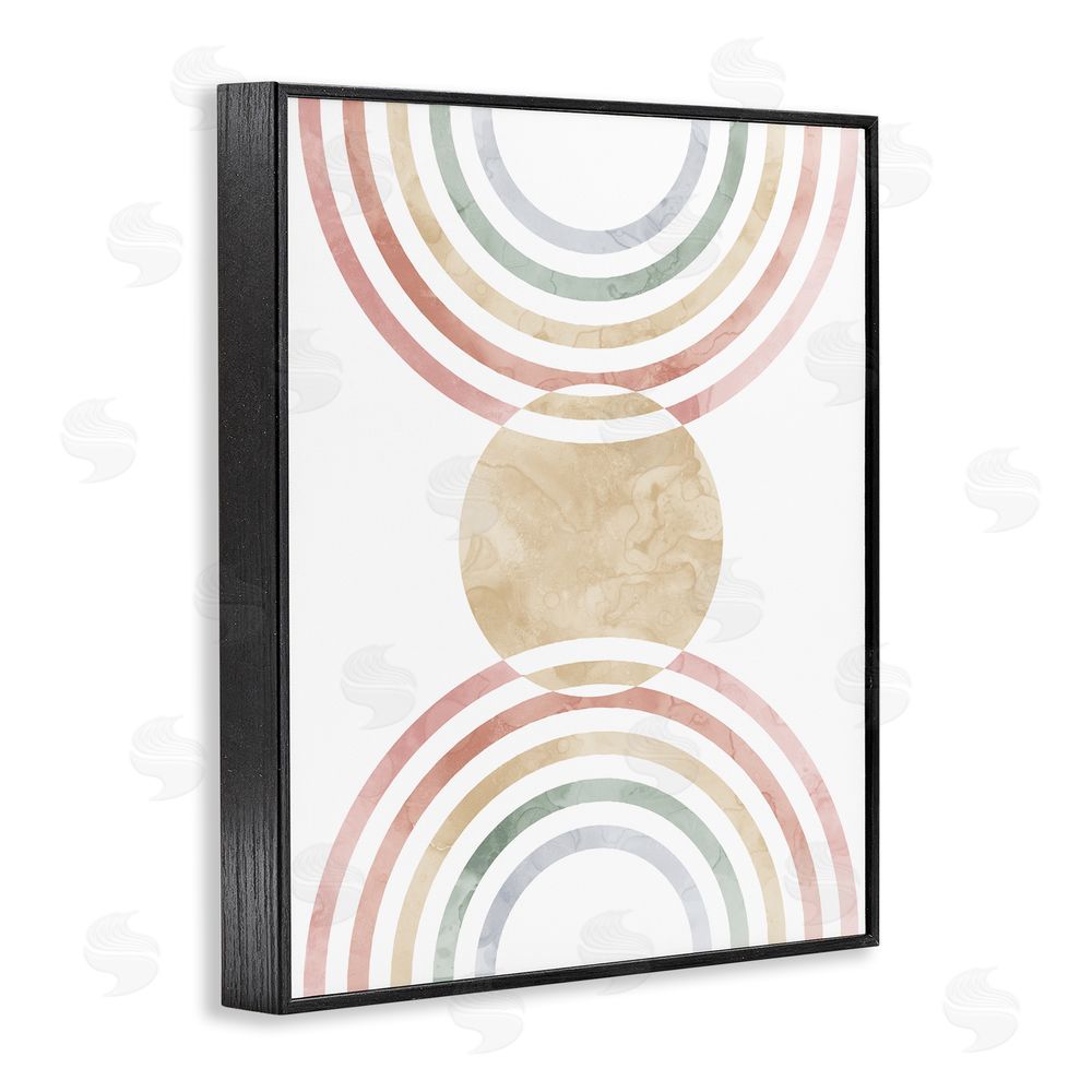 Stupell Studio Circle with Abstract Rainbows Black Framed Giclee Wall Art Print