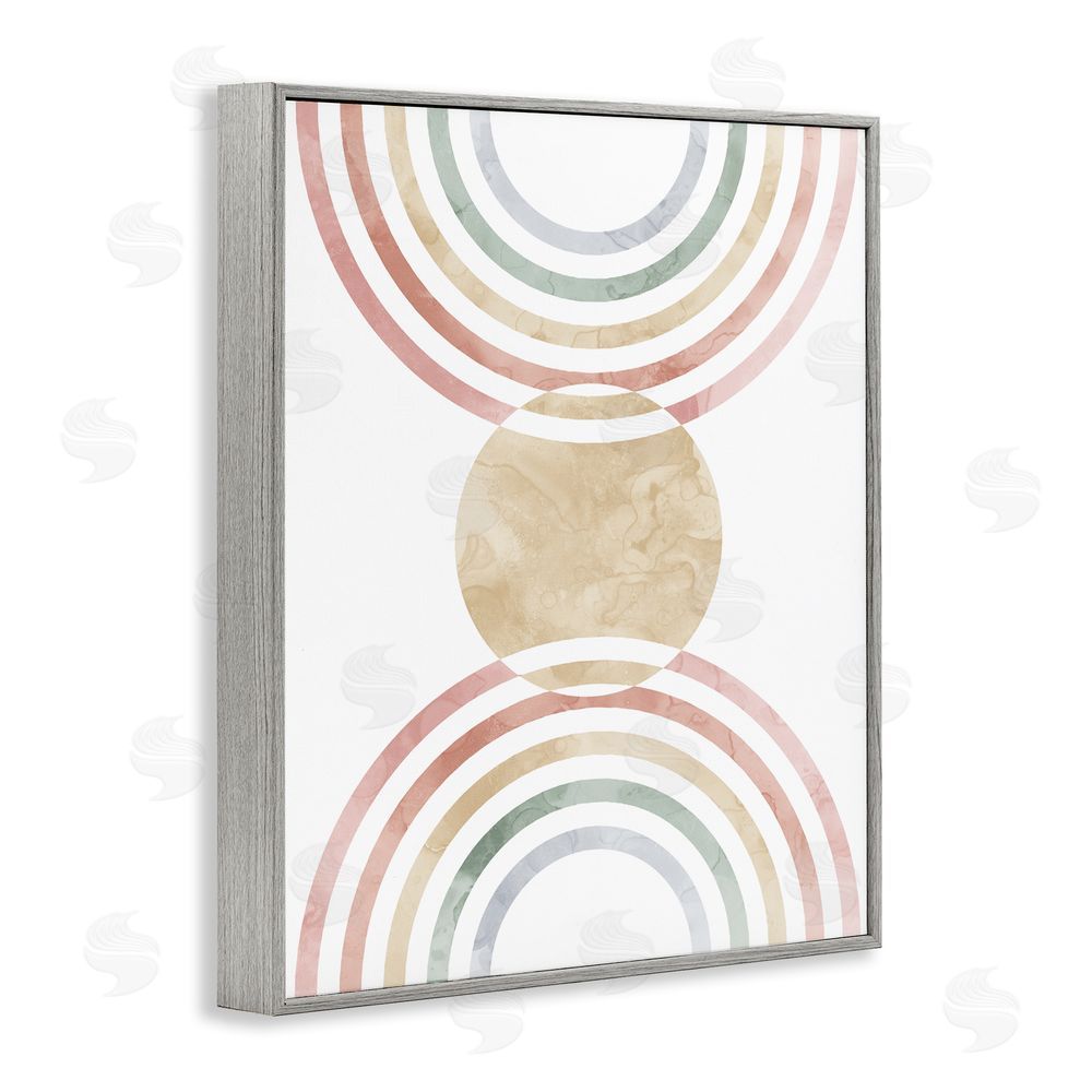 Stupell Studio Circle with Abstract Rainbows Gray Framed Giclee Wall Art Print