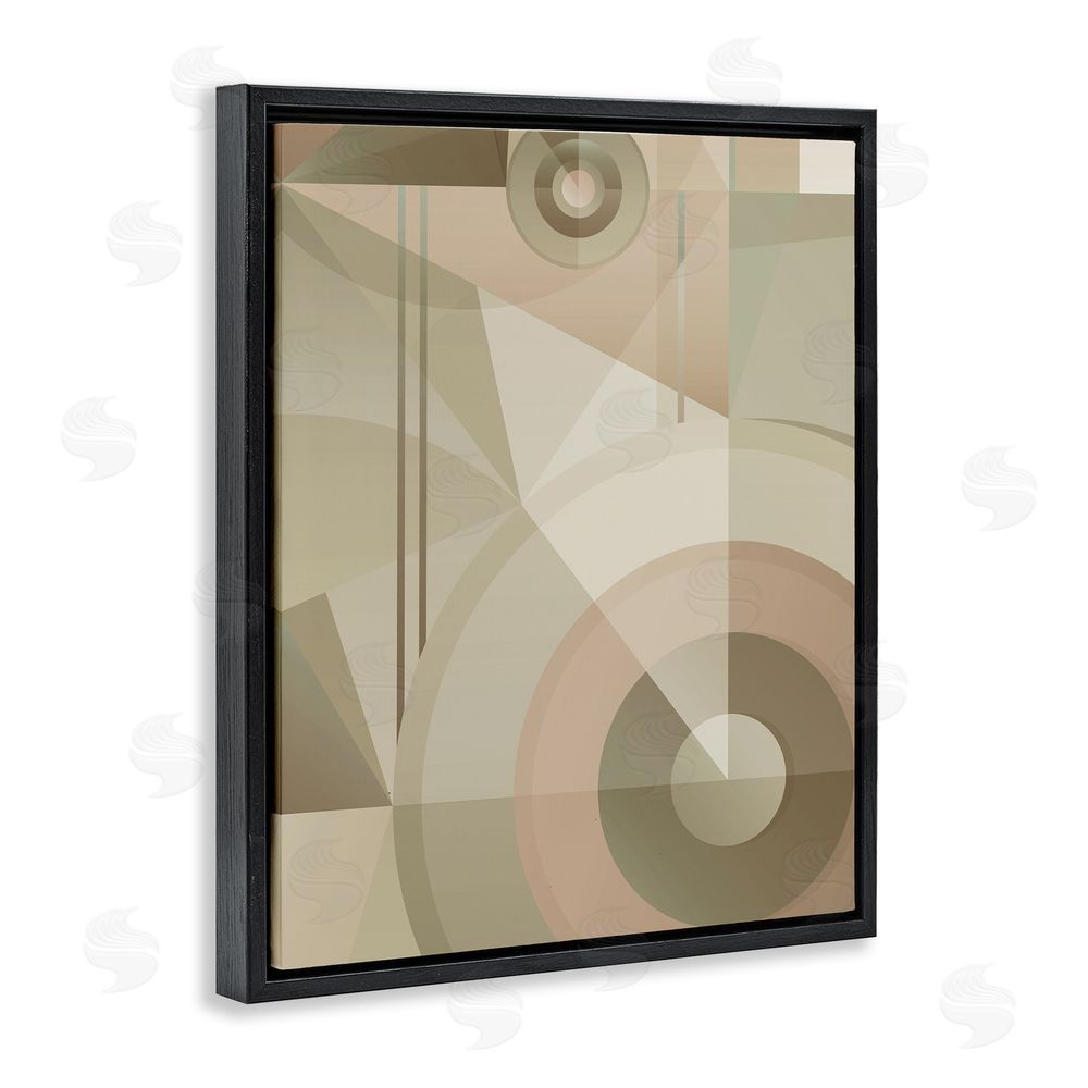 Stupell Studio Linear & Circular Abstract Black Floating Frame Canvas Wall Art Print