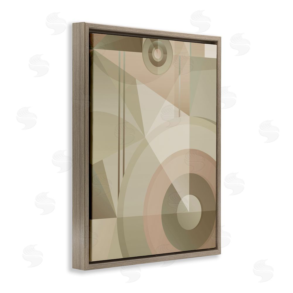 Stupell Studio Linear & Circular Abstract Brown Floating Frame Canvas Wall Art Print