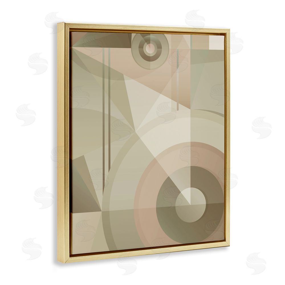 Stupell Studio Linear & Circular Abstract Gold Floating Frame Canvas Wall Art Print