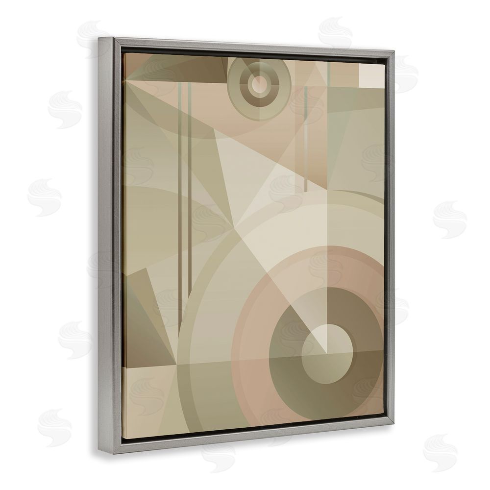 Stupell Studio Linear & Circular Abstract Grey Floating Frame Canvas Wall Art Print